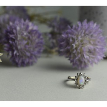 Vintage 925 Sterling Silver Opal & Quartz Ring Size 5.5