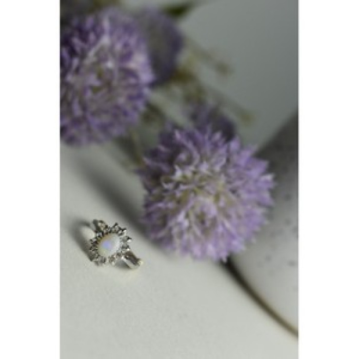 Vintage 925 Sterling Silver Opal & Quartz Ring Size 5.5