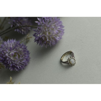 VINTAGE 925 STERLING SILVER OPAL & QUARTZ RING SIZE 5.5