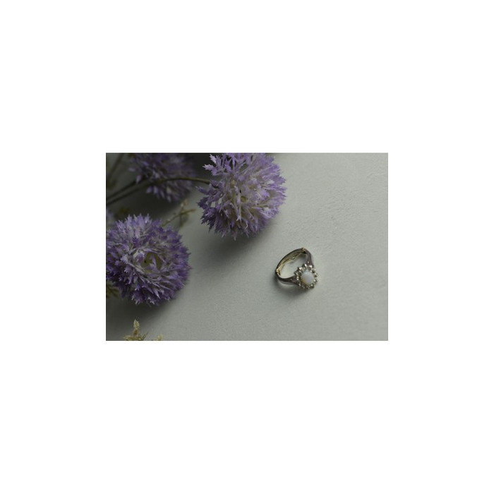 VINTAGE 925 STERLING SILVER OPAL & QUARTZ RING SIZE 5.5