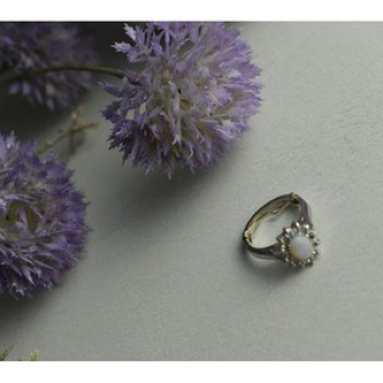 Vintage 925 Sterling Silver Opal & Quartz Ring Size 5.5