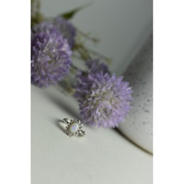 Vintage 925 Sterling Silver Opal & Quartz Ring Size 5.5