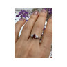 925 Sterling Silver Rubellite & CZ Ring Size 9