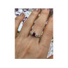 925 Sterling Silver Rubellite & CZ Ring Size 9