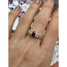 925 Sterling Silver Rubellite & CZ Ring Size 9