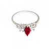 925 Sterling Silver Rubellite & CZ Ring Size 9