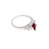 925 Sterling Silver Rubellite & CZ Ring Size 9