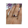925 Sterling Silver Rubellite & CZ Ring Size 9