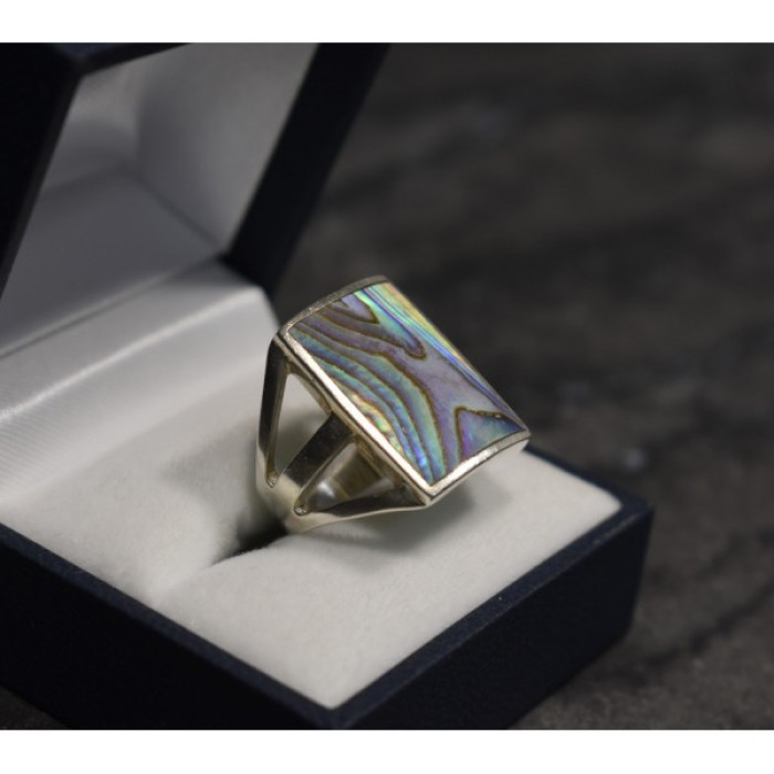 925 Sterling Silver Haliotis Ring Size 10
