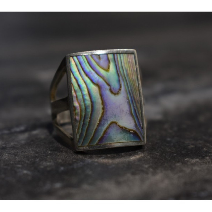 925 Sterling Silver Haliotis Ring Size 10