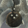 925 Sterling Silver Abalone & Pearl Pendant Length 2.30 Inch
