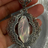 Vintage 925 Sterling Silver Abalone Pendant Length 2.60 Inch