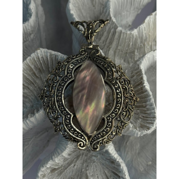 Vintage 925 Sterling Silver Abalone Pendant Length 2.60 inch