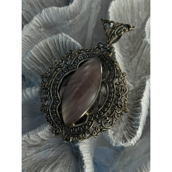 Vintage 925 Sterling Silver Abalone Pendant Length 2.60 inch