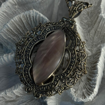 Vintage 925 Sterling Silver Abalone Pendant Length 2.60 Inch