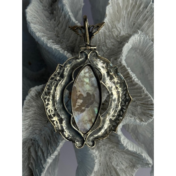 Vintage 925 Sterling Silver Abalone Pendant Length 2.60 inch