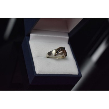 925 Sterling Silver Sapphires Ring Size 6.5