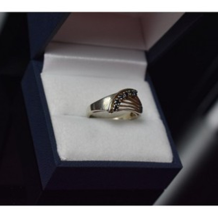925 Sterling Silver Sapphires Ring Size 6.5