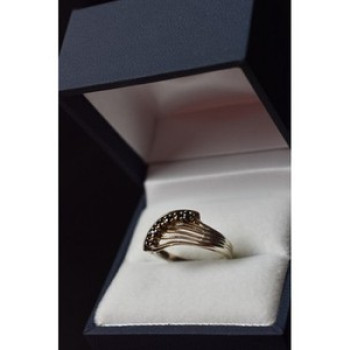 925 Sterling Silver Sapphires Ring Size 6.5