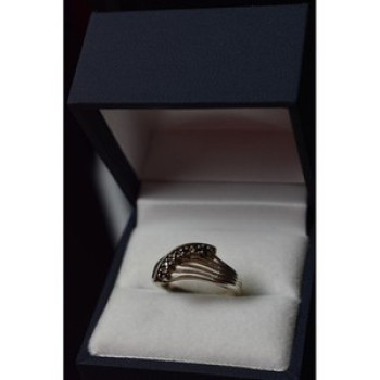 925 Sterling Silver Sapphires Ring Size 6.5
