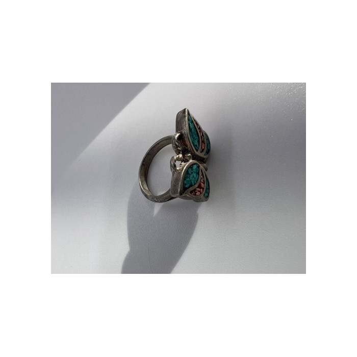 925 Sterling Silver & Opal Butterfly Ring Size 4.5