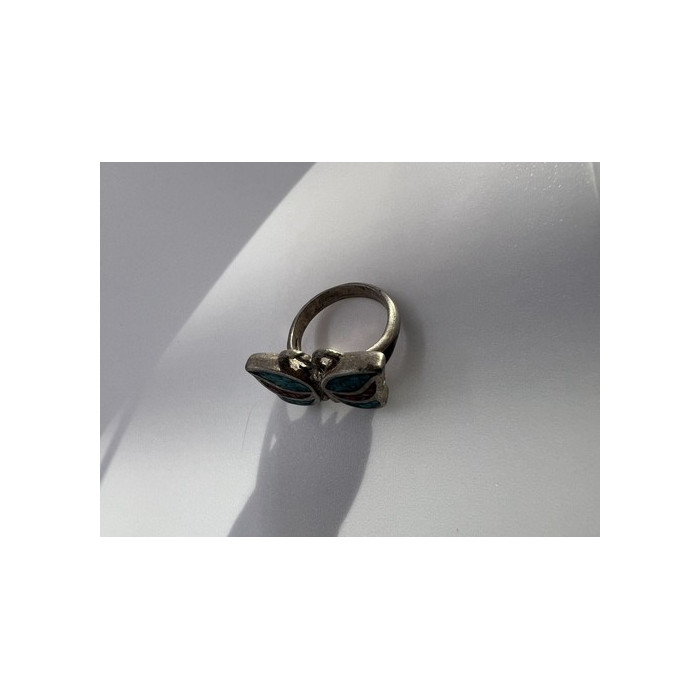 925 Sterling Silver & Opal Butterfly Ring Size 4.5