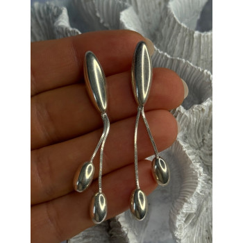 Elegant Design 925 Sterling Silver Earrings Length 2.40 inch