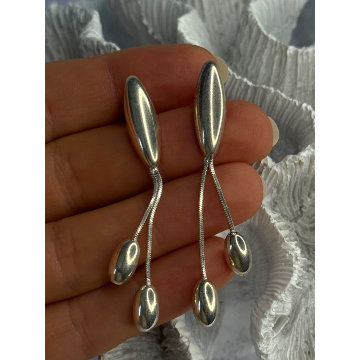 Elegant Design 925 Sterling Silver Earrings Length 2.40 inch