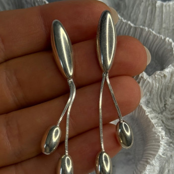 Elegant Design 925 Sterling Silver Earrings Length 2.40 Inch