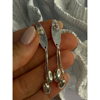 Elegant Design 925 Sterling Silver Earrings Length 2.40 inch
