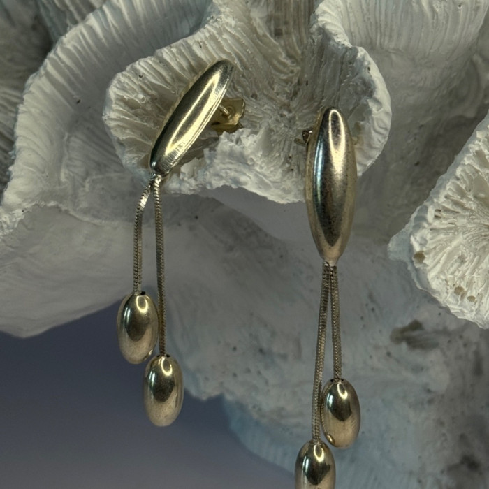 Elegant Design 925 Sterling Silver Earrings Length 2.40 Inch