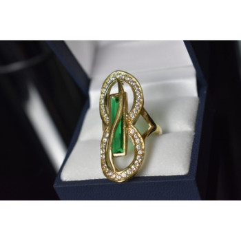 925 Sterling Silver Alpanite & CZ Ring Size 8 Turkey