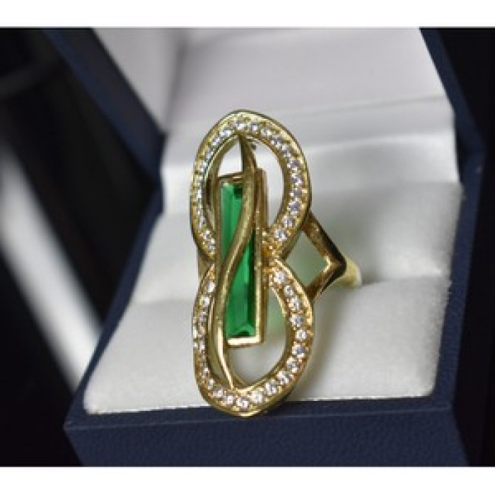 925 Sterling Silver Alpanite & CZ Ring Size 8 Turkey