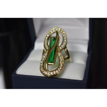 925 Sterling Silver Alpanite & CZ Ring Size 8 Turkey