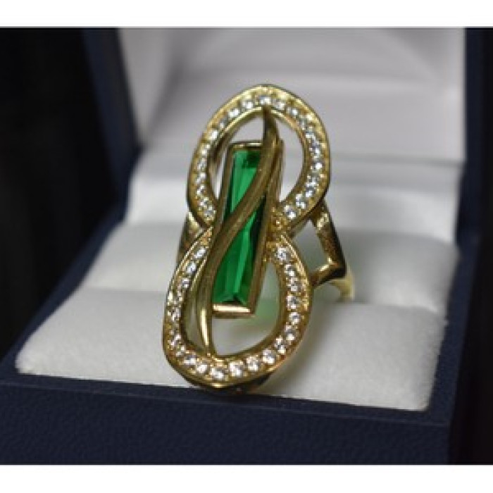 925 Sterling Silver Alpanite & CZ Ring Size 8 Turkey