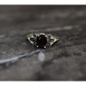 925 Sterling Silver Garnet & Black Jade Ring Size 6.5