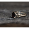 925 Sterling Silver Garnet & Black Jade Ring Size 6.5