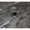 925 Sterling Silver Garnet & Black Jade Ring Size 6.5