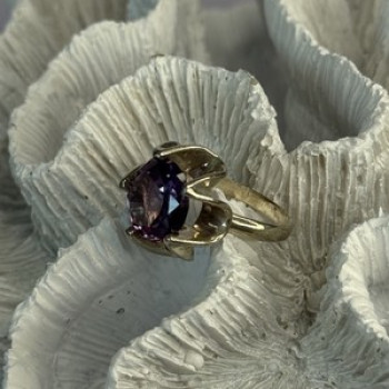 925 Sterling Silver Amethyst Ring Size 6.5