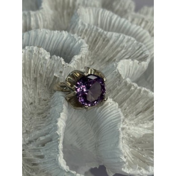 925 Sterling Silver Amethyst Ring Size 6.5
