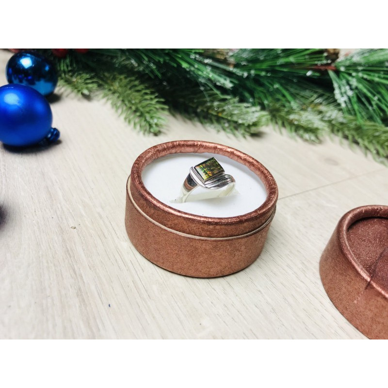 925 Sterling Silver Opal Mosaic Ring Size 8