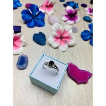 925 Sterling Silver Dark Blue Spinel Ring Size 6.5
