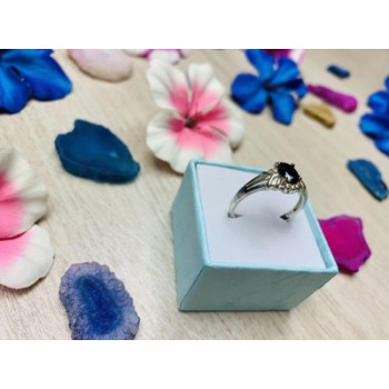 925 Sterling Silver Dark Blue Spinel Ring Size 6.5