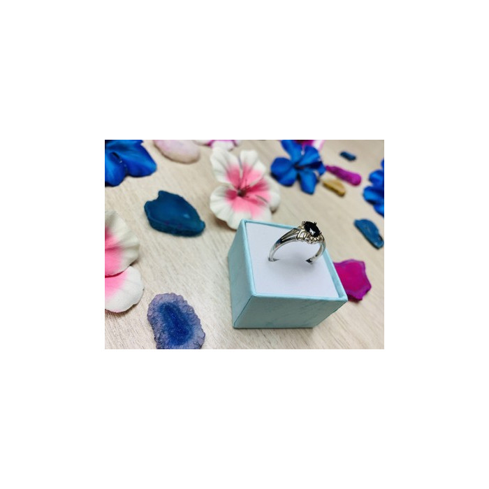 925 Sterling Silver Dark Blue Spinel Ring Size 6.5