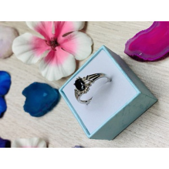 925 Sterling Silver Dark Blue Spinel Ring Size 6.5