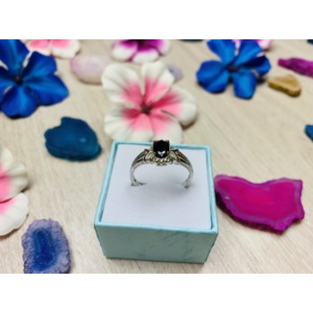 925 Sterling Silver Dark Blue Spinel Ring Size 6.5