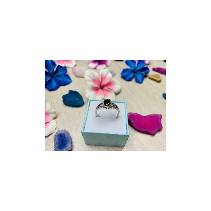 925 Sterling Silver Dark Blue Spinel Ring Size 6.5