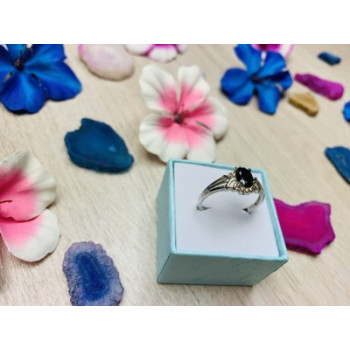 925 Sterling Silver Dark Blue Spinel Ring Size 6.5