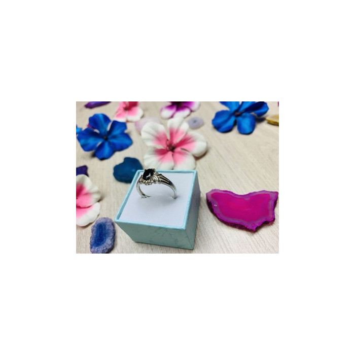 925 Sterling Silver Dark Blue Spinel Ring Size 6.5