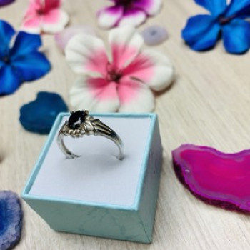 925 Sterling Silver Dark Blue Spinel Ring Size 6.5